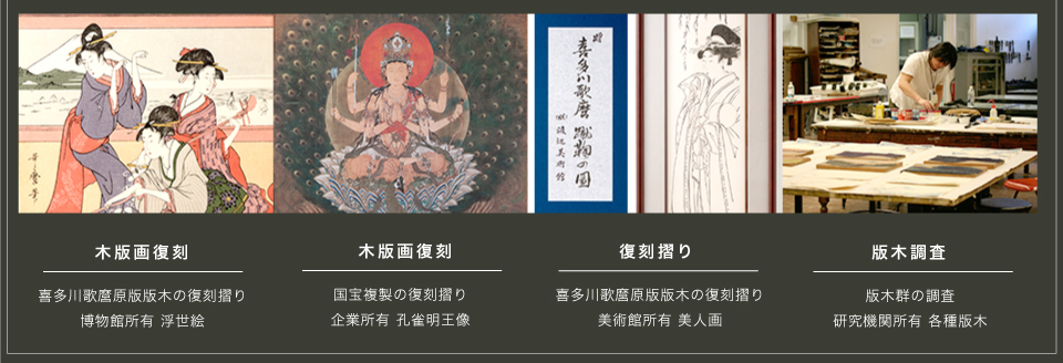 喜多川歌麿の貴重な古版木を用いた木版画復刻の事例